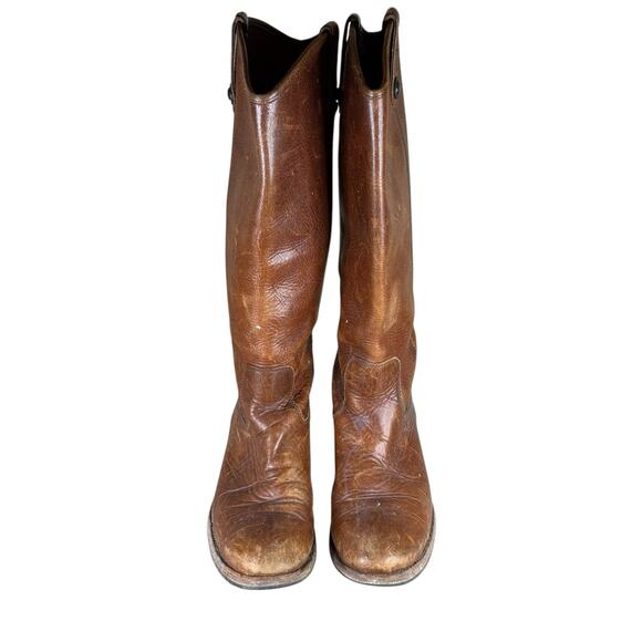 Frye Melissa Button Riding Boots Brown Leather Size 8.5 Distressed Classic - Picture 6 of 10